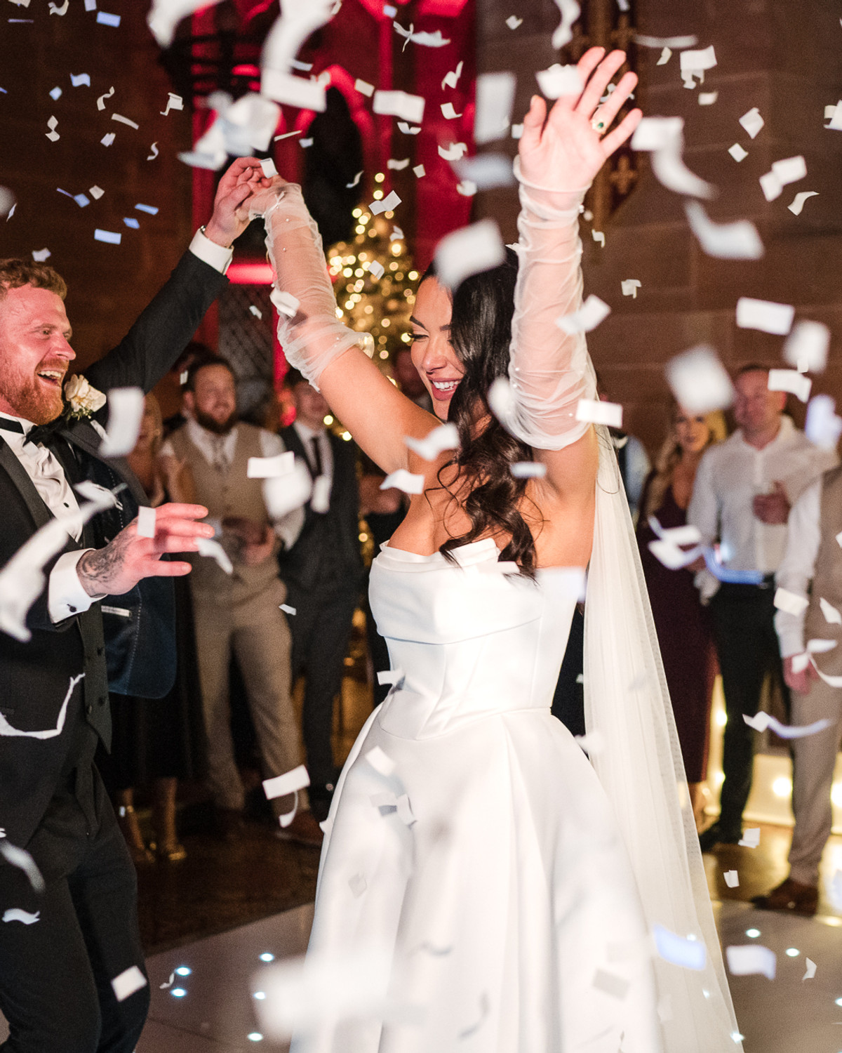 First dance beneath falling confetti, a still from a Kevin Joseph wedding film